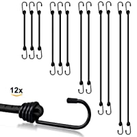 Juego de 12 tensores de equipaje - diferentes longitudes 20 cm – 100 cm- 3 set variantes – negro gris – gomas tensoras…